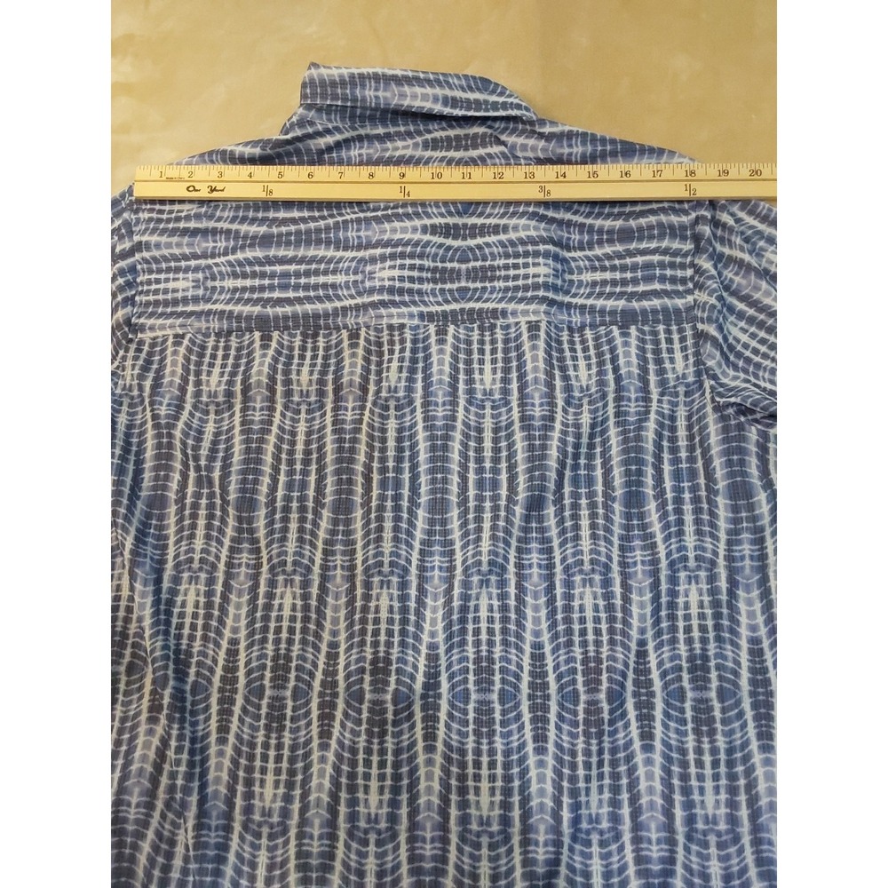 Tommy Bahama IslandZone Shirt Mens Large Blue Geometric Button Up Stretch Casual - Picture 10 of 14